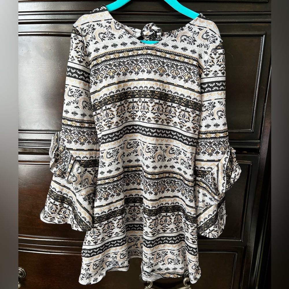 Amy Byer Girls' S 10-12 dress black gray and gold